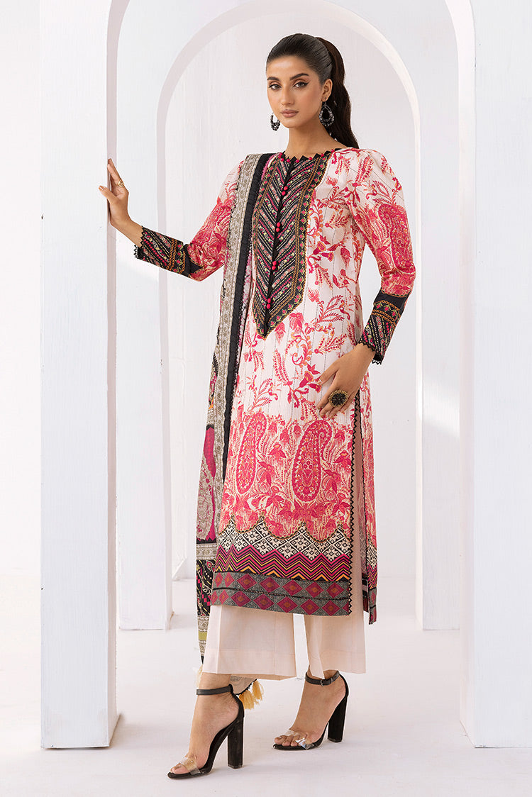 Picture of 3-PC Unstitched Digital Printed Lawn Suit - Available at Raja Sahib