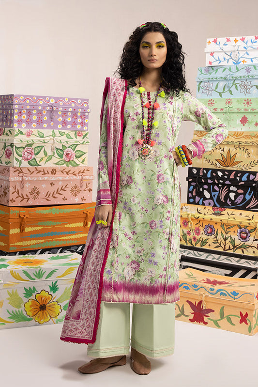 Picture of 3-PC Unstitched Digital Printed Lawn Suit - Available at Raja Sahib