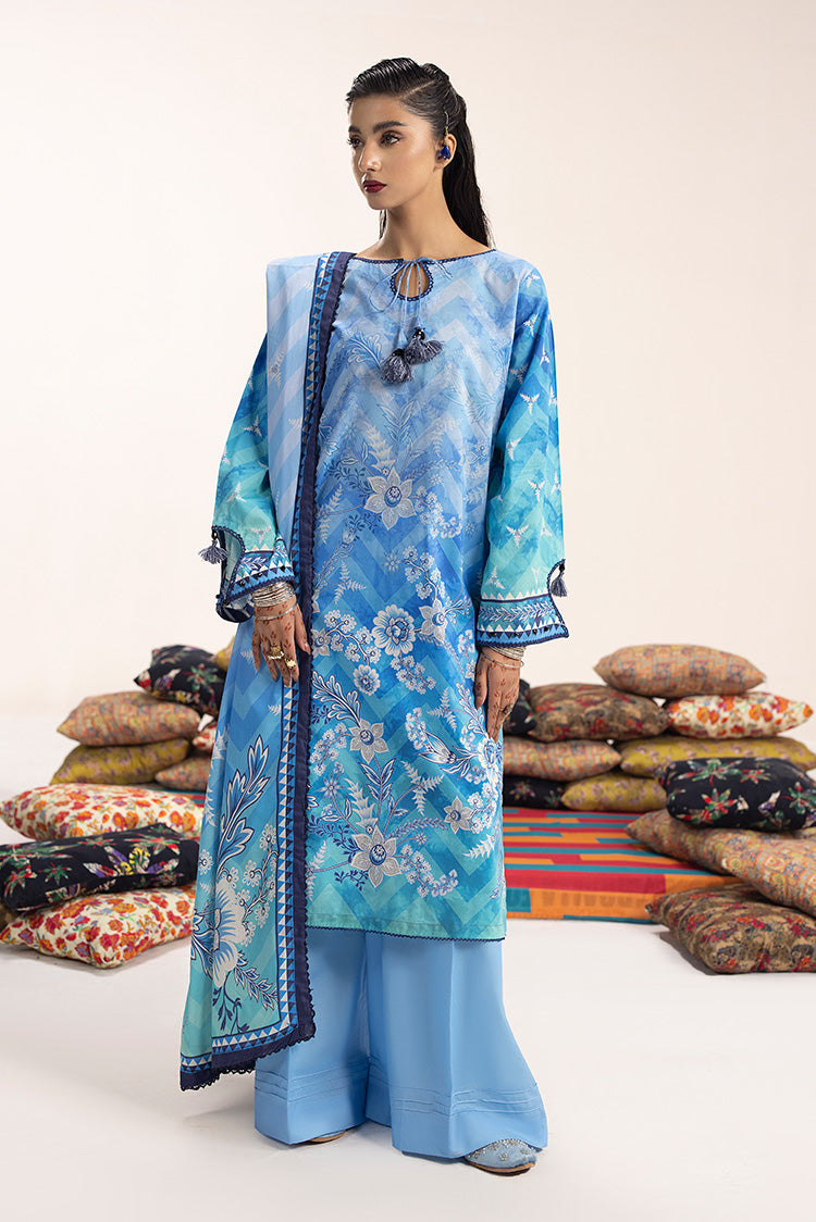 Picture of 3-PC Unstitched Digital Printed Lawn Suit - Available at Raja Sahib