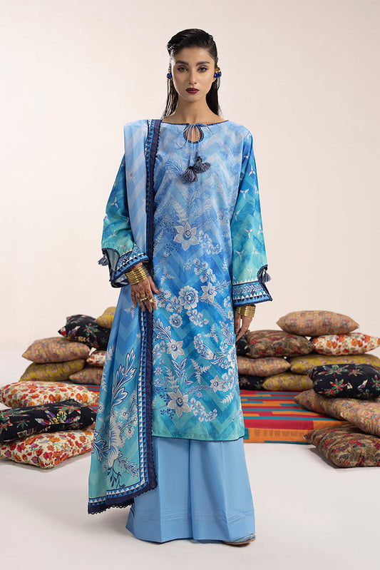 Picture of 3-PC Unstitched Digital Printed Lawn Suit - Available at Raja Sahib