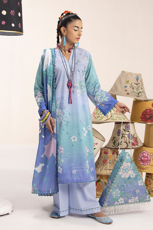 Picture of 3-PC Unstitched Digital Printed Lawn Suit - Available at Raja Sahib