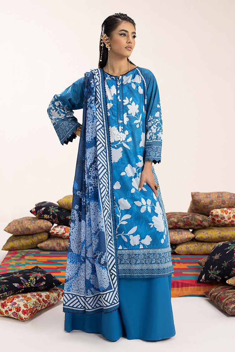 Picture of 3-PC Unstitched Digital Printed Lawn Suit - Available at Raja Sahib