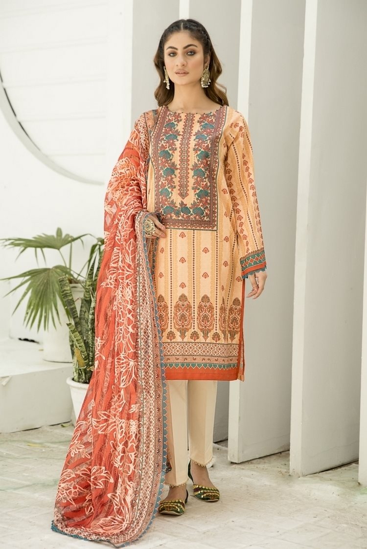 Picture of Ellena - 3-PC Stitched Lawn Suit - Available at Raja Sahib