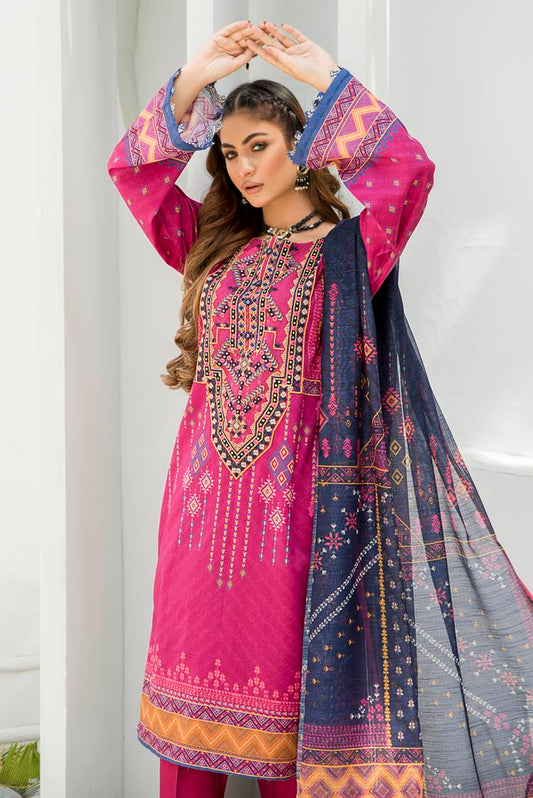 Picture of 3-PC Stitched Lawn Suit - Available at Raja Sahib