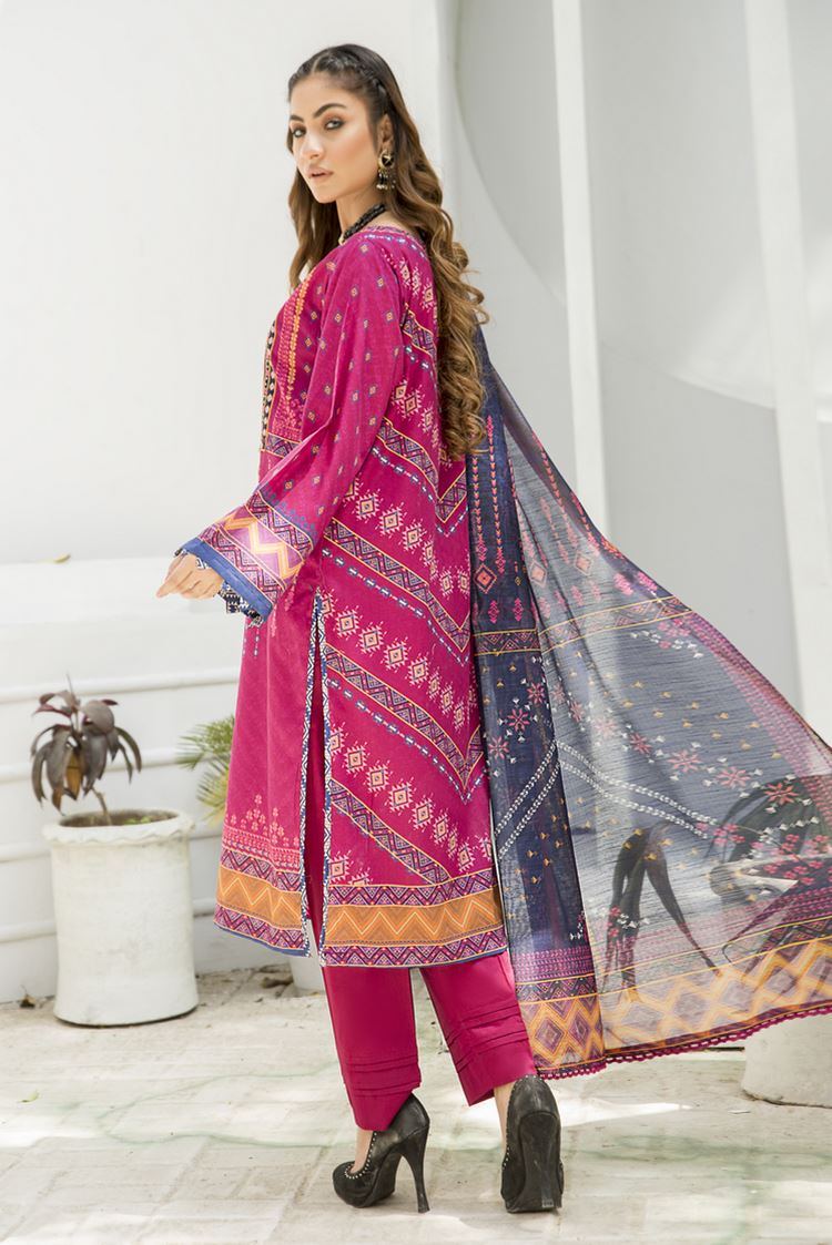 Picture of 3-PC Stitched Lawn Suit - Available at Raja Sahib