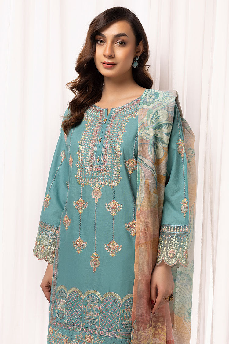 Picture of Ellena - 3-PC Stitched Embroidered Cambric Cotton Suit - Available at Raja Sahib