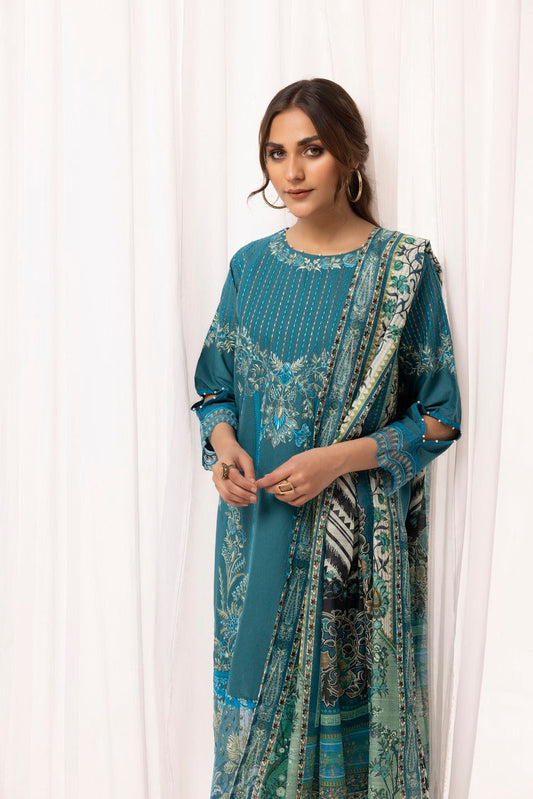 Picture of Ellena - 3-PC Stitched Embroidered Cambric Cotton Suit - Available at Raja Sahib