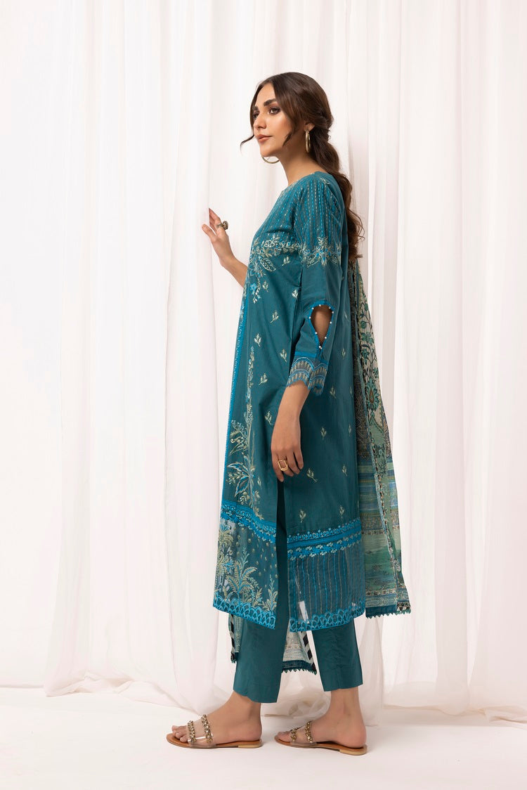 Picture of Ellena - 3-PC Stitched Embroidered Cambric Cotton Suit - Available at Raja Sahib