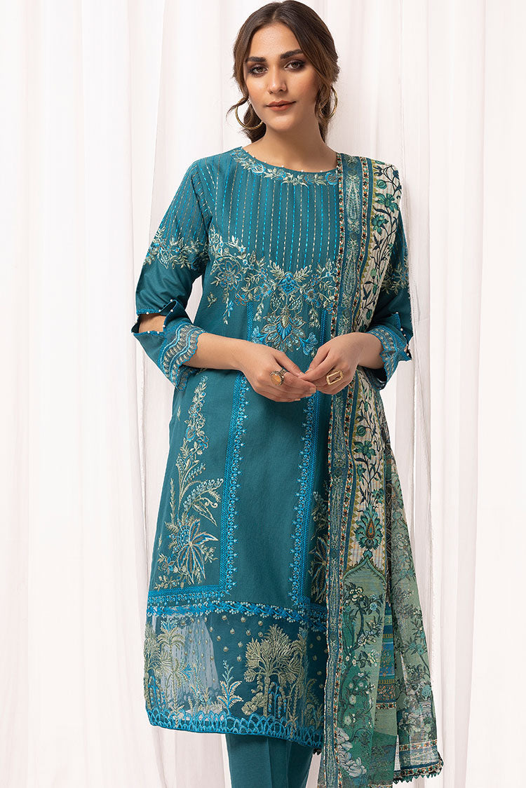 Picture of Ellena - 3-PC Stitched Embroidered Cambric Cotton Suit - Available at Raja Sahib