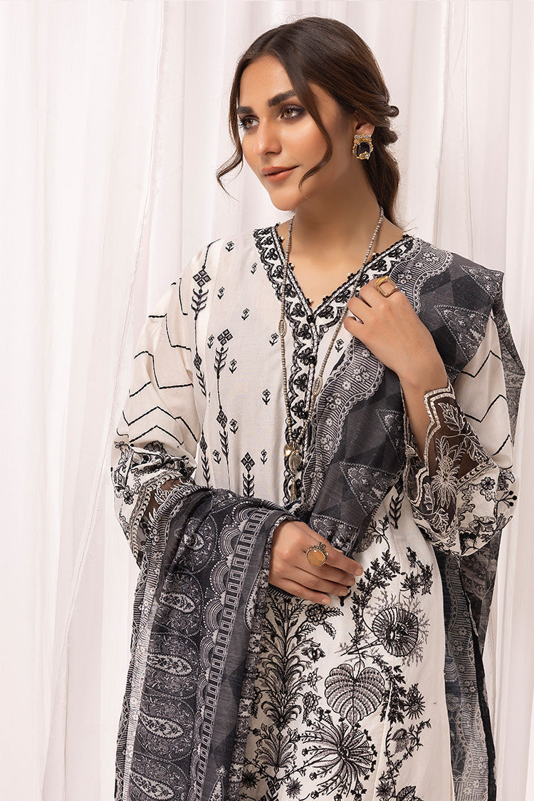 Picture of Ellena - 3-PC Stitched Embroidered Cambric Cotton Suit - Available at Raja Sahib