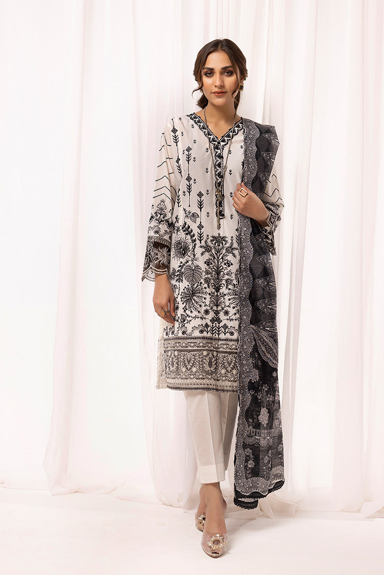 Picture of Ellena - 3-PC Stitched Embroidered Cambric Cotton Suit - Available at Raja Sahib