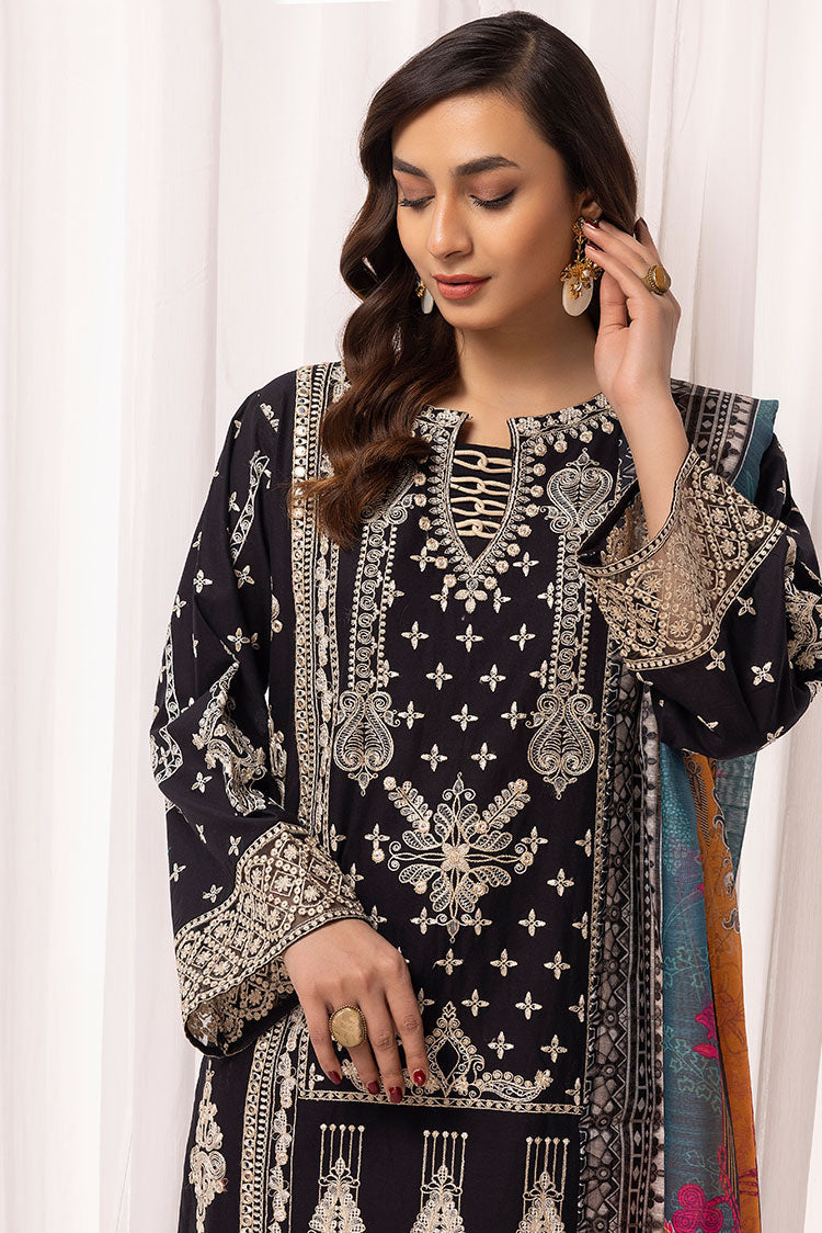 Picture of Ellena - 3-PC Stitched Embroidered Cambric Cotton Suit - Available at Raja Sahib