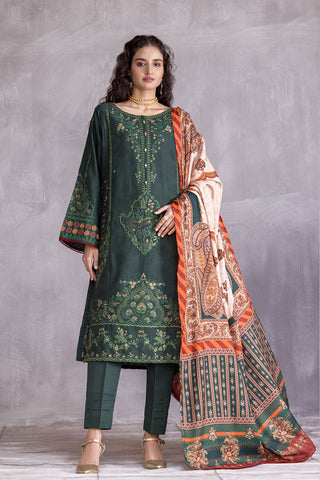 Picture of Ellena - 3-PC Stitched Embroidered Slub Khaddar Suit - Available at Raja Sahib