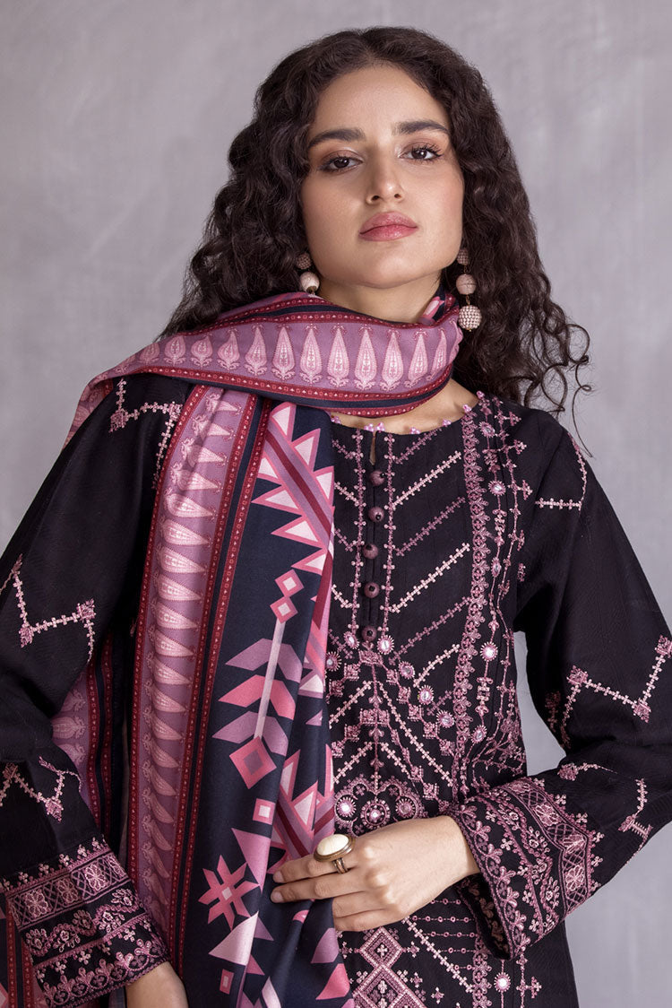 Picture of Ellena - 3-PC Stitched Embroidered Slub Khaddar Suit - Available at Raja Sahib