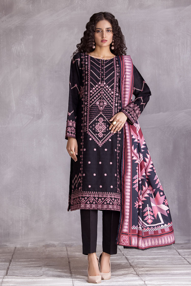 Picture of Ellena - 3-PC Stitched Embroidered Slub Khaddar Suit - Available at Raja Sahib