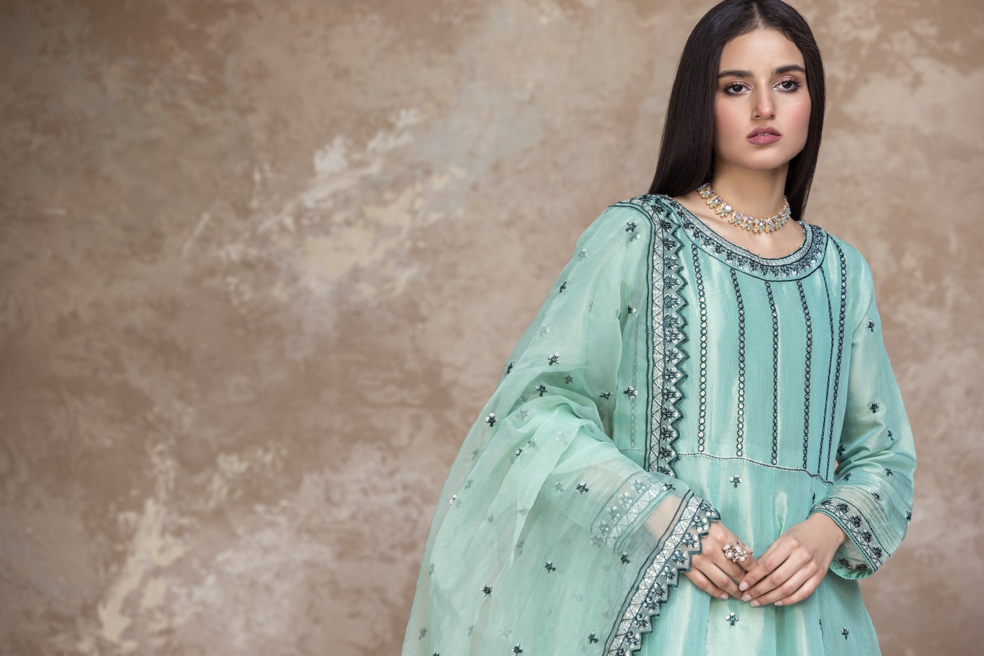 Picture of Ellena - 3-PC Stitched Embroidered Organza Suit - Available at Raja Sahib