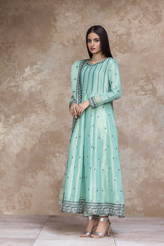 3-PC Stitched Embroidered Organza Suit