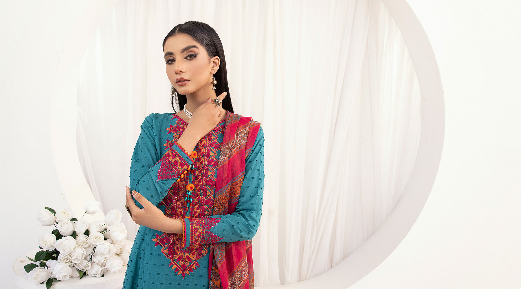 Picture of Ellena - 3-PC Stitched Embroidered Suit - Available at Raja Sahib