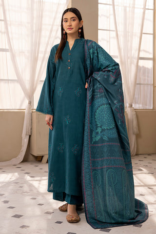 3-PC Stitched Embroidered Khaddar Suit