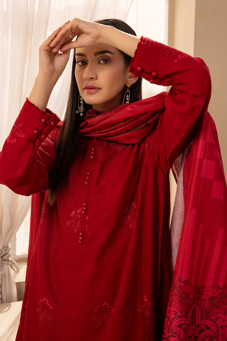 Picture of 3-PC Stitched Embroidered Khaddar Suit - Available at Raja Sahib