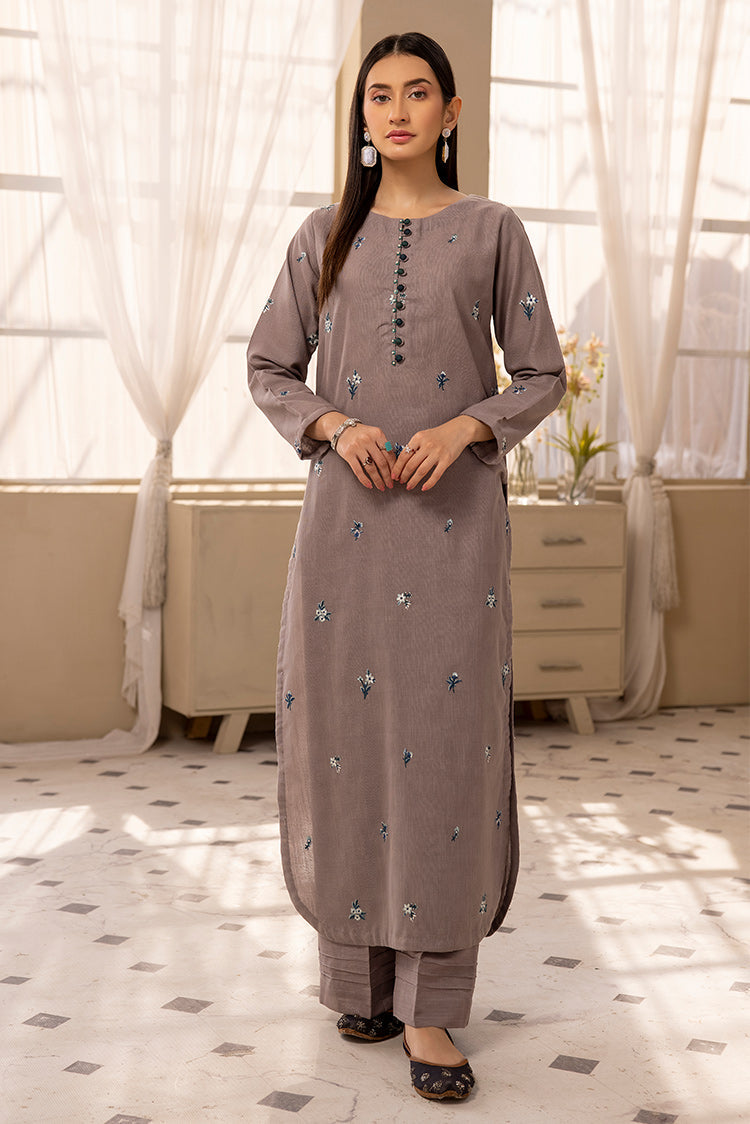 Picture of 3-PC Stitched Embroidered Khaddar Suit - Available at Raja Sahib