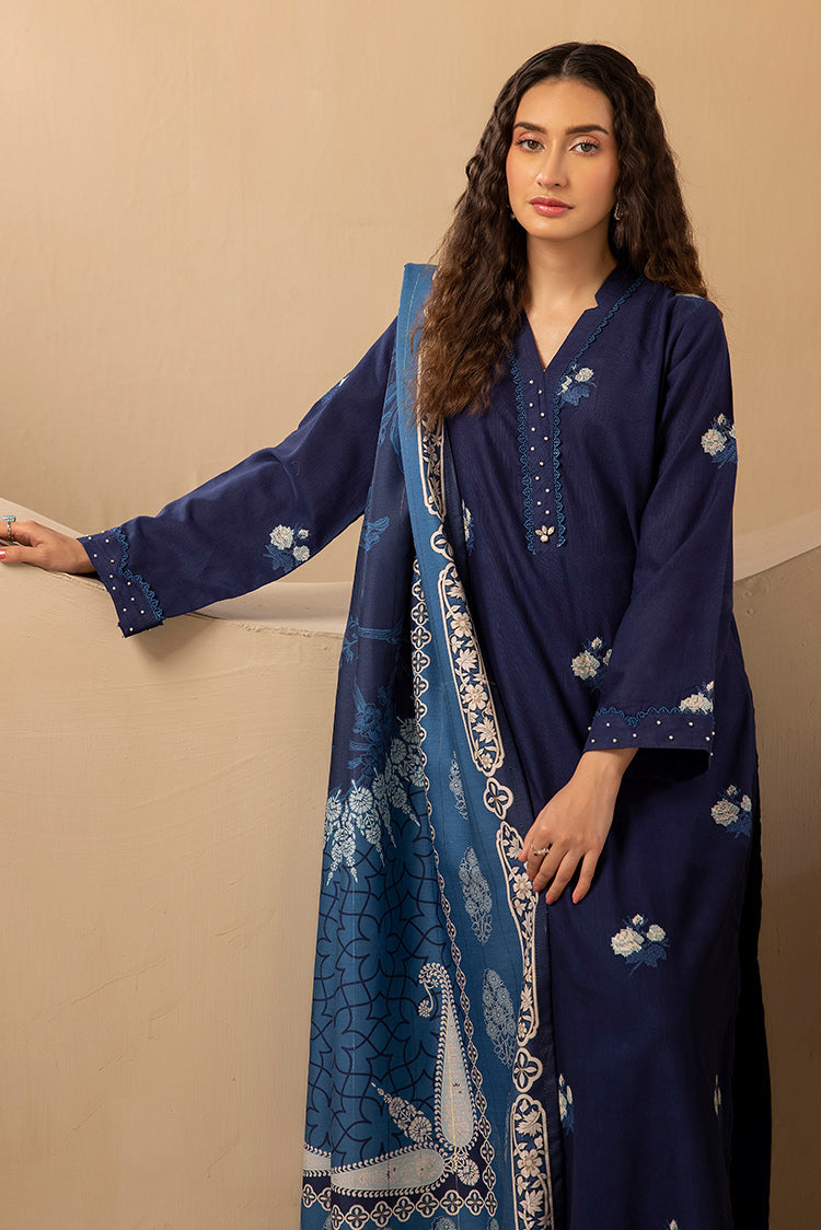 Picture of 3-PC Stitched Embroidered Khaddar Suit - Available at Raja Sahib