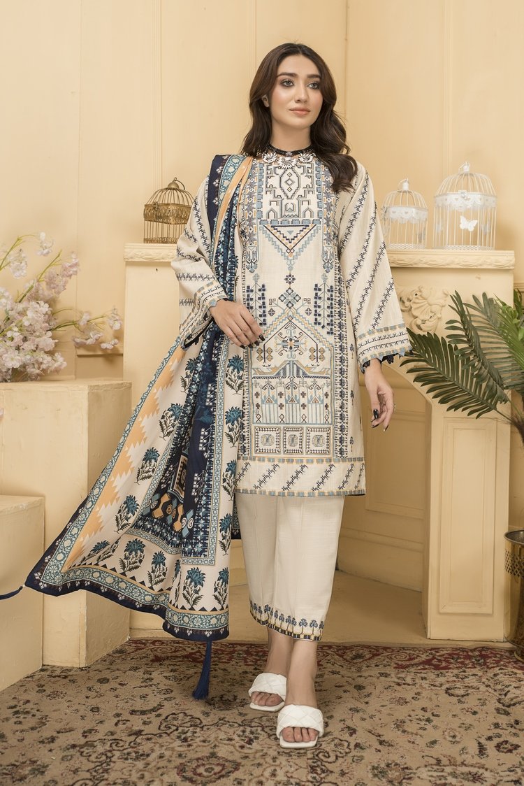 Picture of Ellena - Embroidered Khaddar 3-PC Suit - Available at Raja Sahib