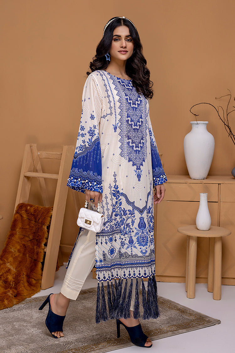 Picture of Ellena - EY-03 Ocean Breeze Digital Printed Lawn Jacquard Kurti Collection Vol-1 - Available at Raja Sahib