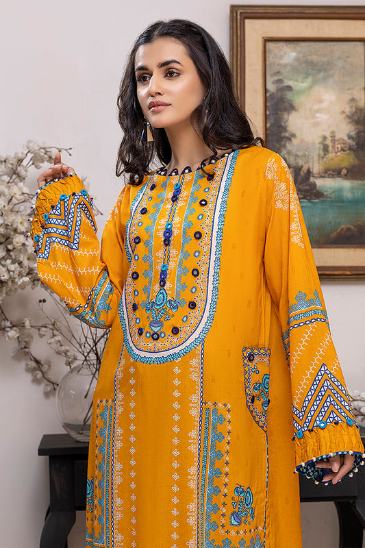 Picture of Ellena - EY-08 Bright Canary Digital Printed Lawn Jacquard Kurti Collection Vol-1 - Available at Raja Sahib