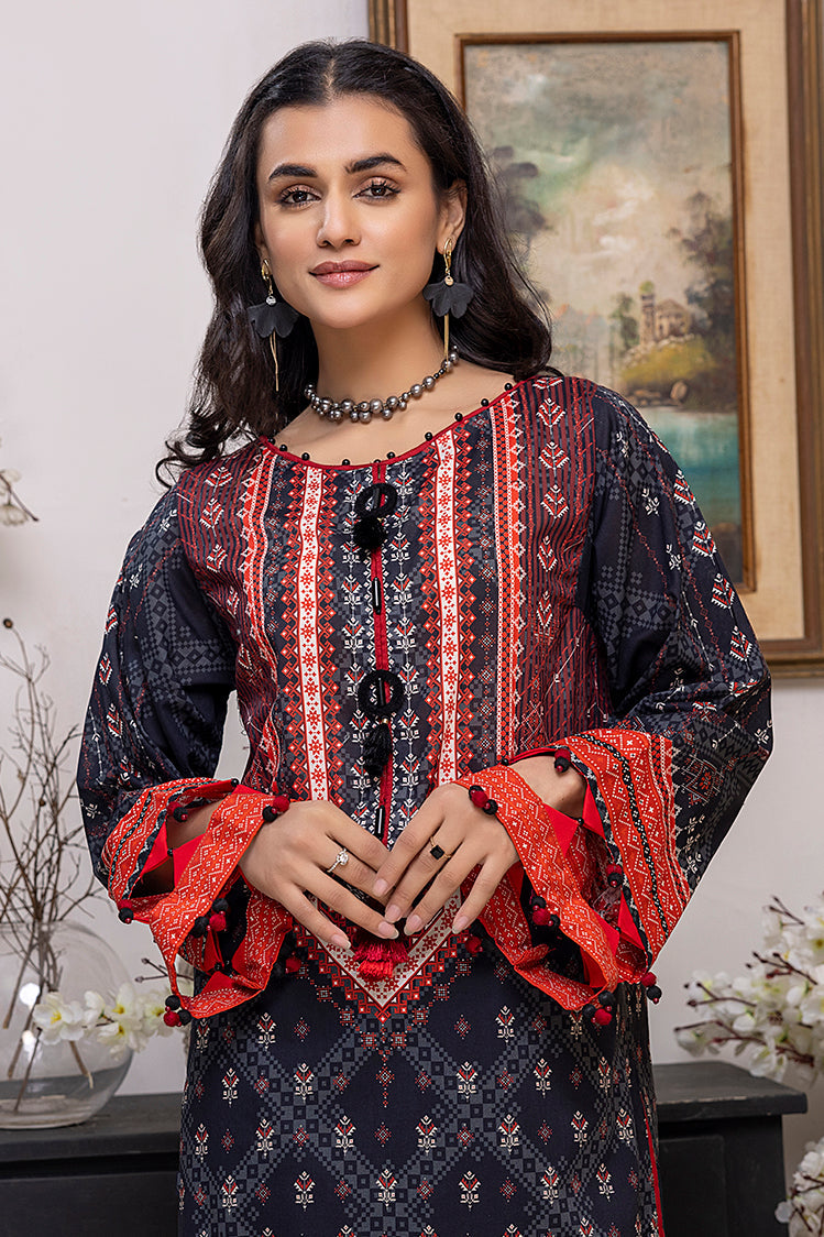 Picture of Ellena - EY-10 Midnight Digital Printed Lawn Jacquard Kurti Collection Vol-1 - Available at Raja Sahib