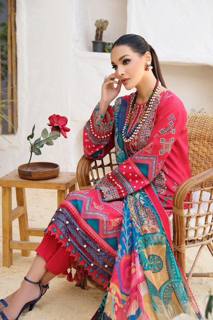 Picture of Ellena - 3-PC Unstitched Printed Lawn - Available at Raja Sahib