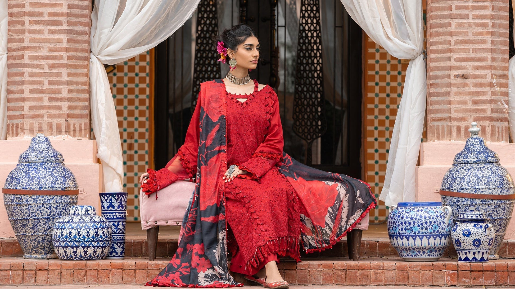 Picture of Ellena - 3-PC Unstitched Embroidered Lawn Suit - Available at Raja Sahib