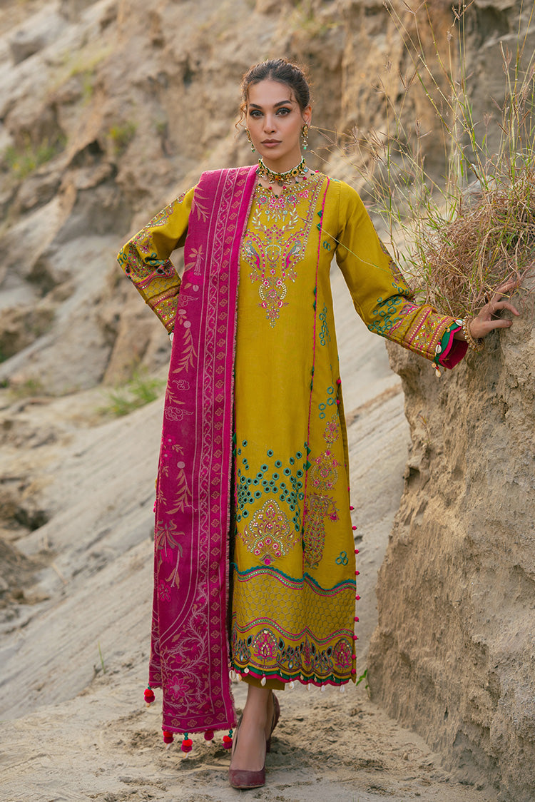 Picture of Ellena - 3-PC Unstitched Embroidered Self Jacquard Khaddar Suit - Available at Raja Sahib