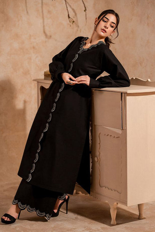 Picture of Fozia Khalid - FK Basics Collection - Midnight Black Tunic - Available at Raja Sahib