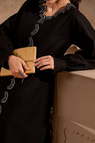 Picture of Fozia Khalid - FK Basics Collection - Midnight Black Tunic - Available at Raja Sahib