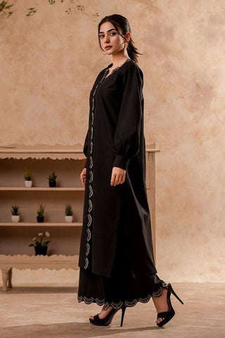 Picture of Fozia Khalid - FK Basics Collection - Midnight Black Tunic - Available at Raja Sahib