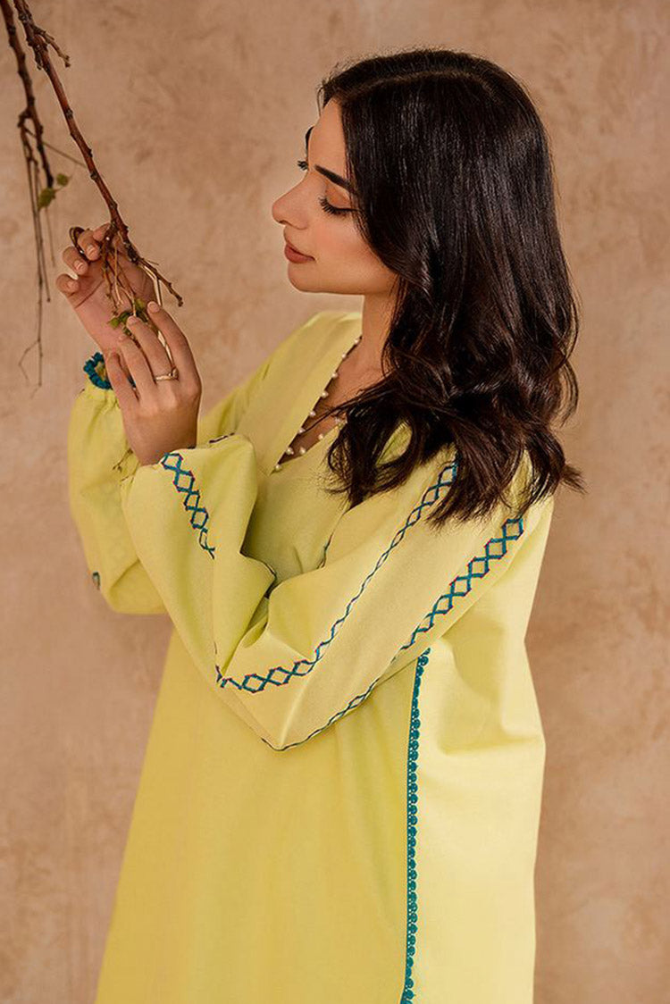 Picture of Fozia Khalid - FK Basics Collection - Lime Green Tunic - Available at Raja Sahib