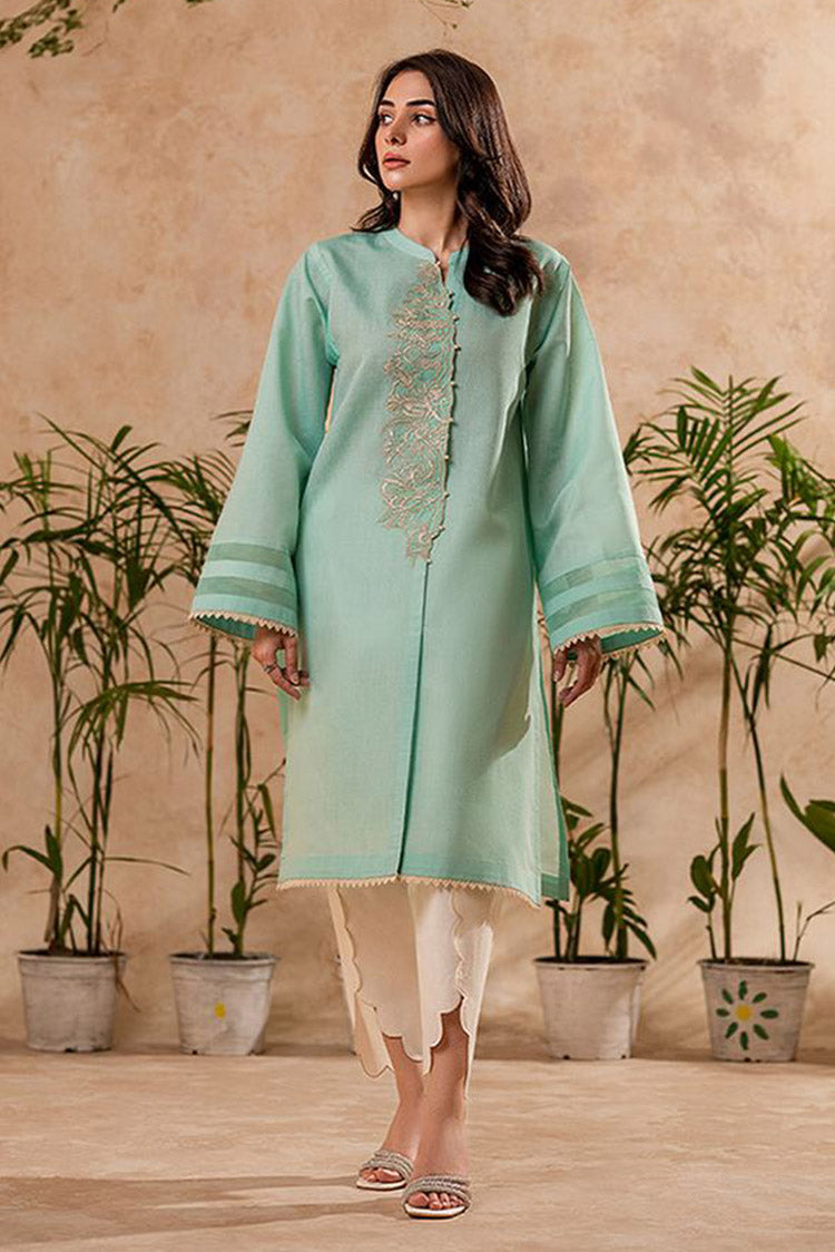 Picture of Fozia Khalid - FK Basics Collection - Aqua Mint Tunic - Available at Raja Sahib