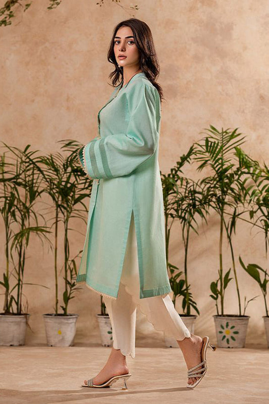 Picture of Fozia Khalid - FK Basics Collection - Aqua Mint Tunic - Available at Raja Sahib