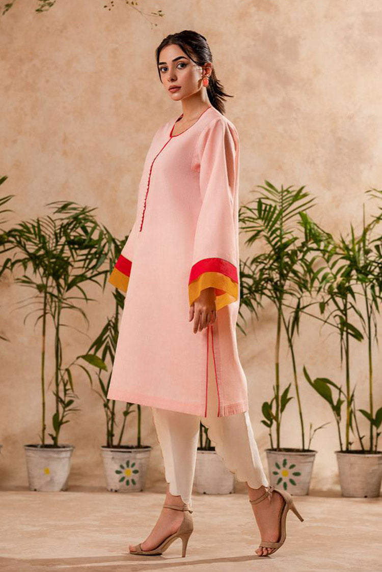 Picture of Fozia Khalid - FK Basics Collection - Blush Pink Tunic - Available at Raja Sahib