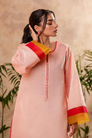 Picture of Fozia Khalid - FK Basics Collection - Blush Pink Tunic - Available at Raja Sahib