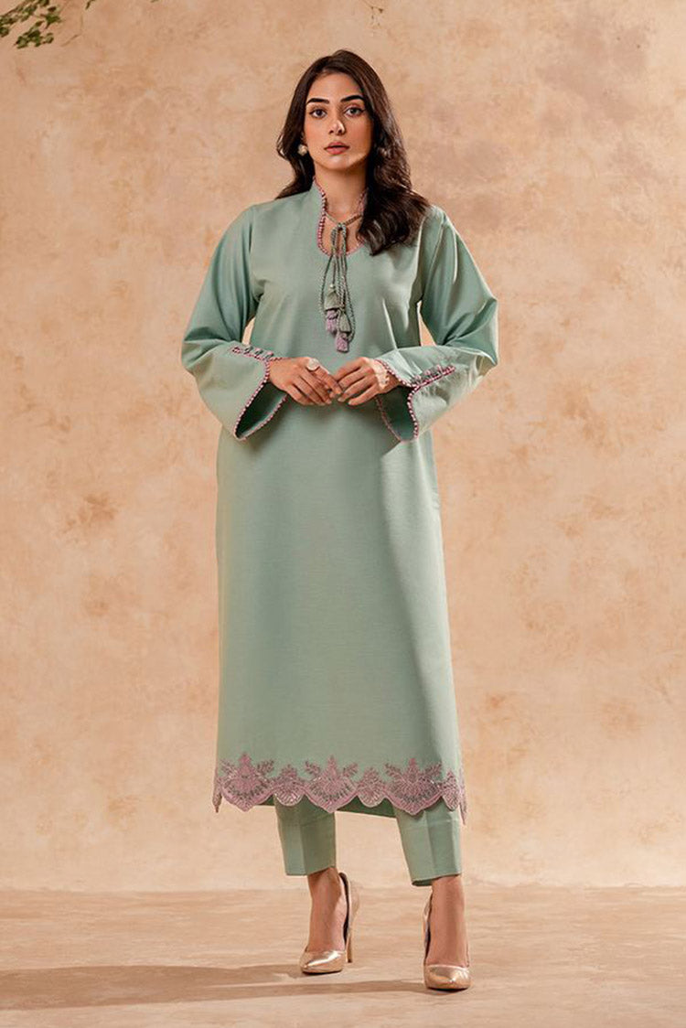 Picture of Fozia Khalid - FK Basics Collection - Pastel Turquoise Tunic - Available at Raja Sahib