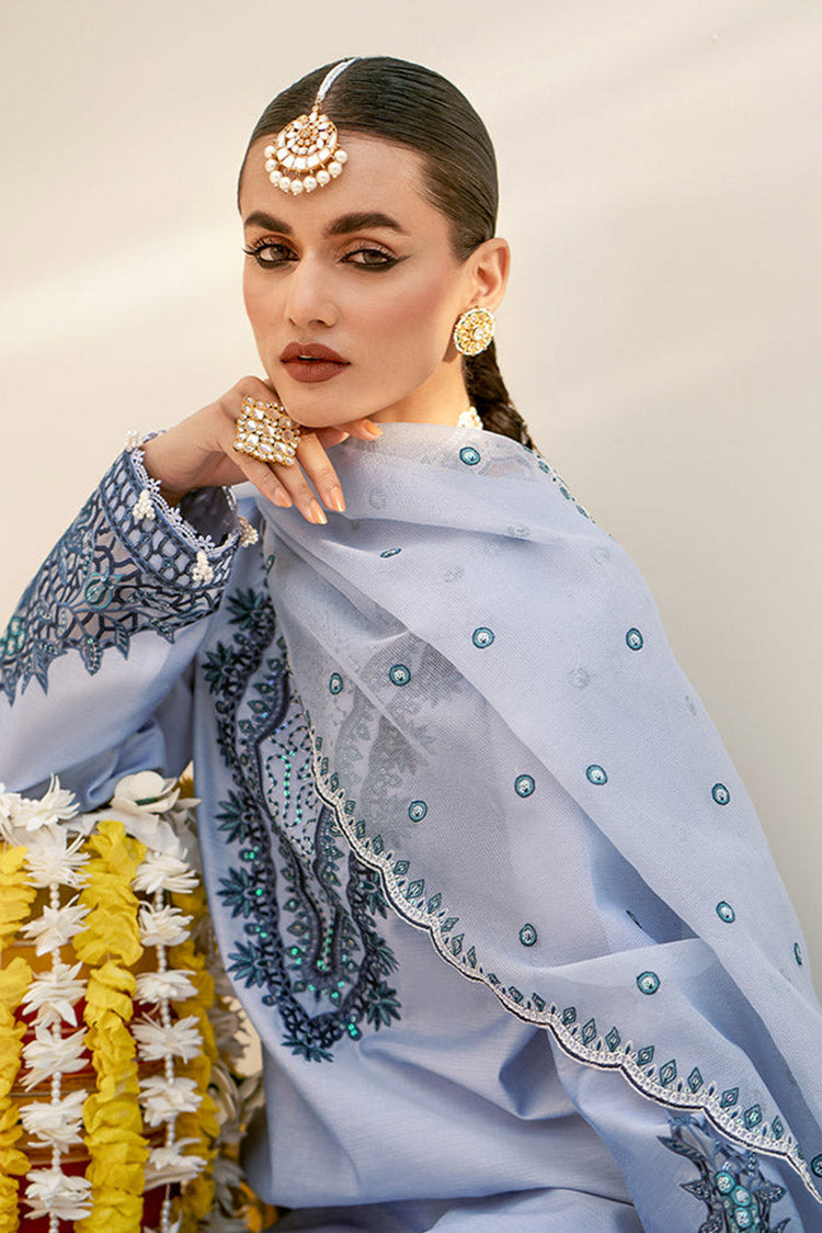 Picture of Fozia Khalid - Elayne Festive Collection - Heather Blue - Available at Raja Sahib