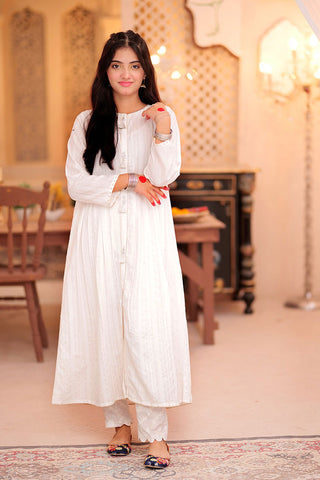 Picture of Senorita - GAA-02347 | White | Casual Kurta | Cotton Dobby - Available at Raja Sahib