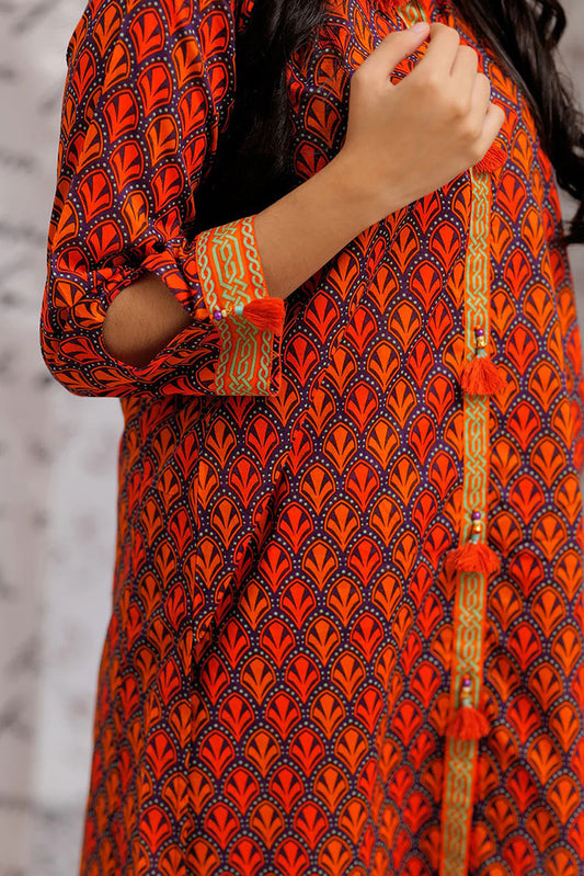 Picture of Senorita - GAC-02154 | ORANGE & MULTICOLOR | CASUAL 2 PIECE SUIT | COTTON LAWN PRINT - Available at Raja Sahib