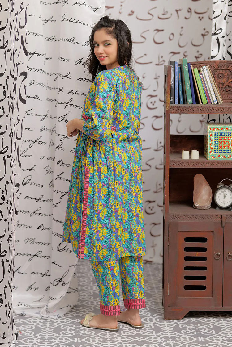 Picture of Senorita - GAC-02168 | BLUE & MULTICOLOR | CASUAL 2 PIECE SUIT | COTTON CAMBRIC PRINT - Available at Raja Sahib