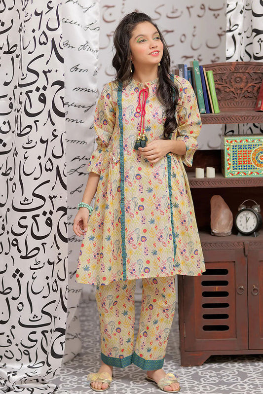 Picture of Senorita - GAC-02181 | FAWN & MULTICOLOR | CASUAL 2 PIECE SUIT | COTTON LAWN PRINT - Available at Raja Sahib