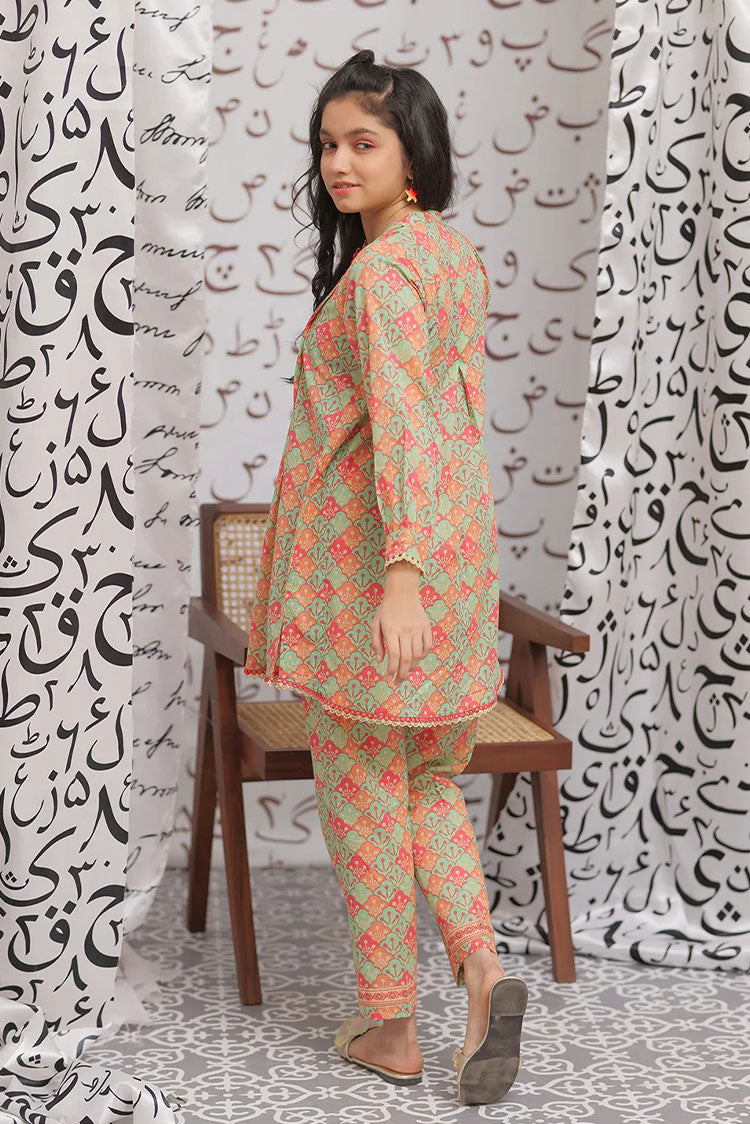 Picture of Senorita - GAC-02183 | GREEN & MULTICOLOR | CASUAL 2 PIECE SUIT | COTTON LAWN PRINT - Available at Raja Sahib