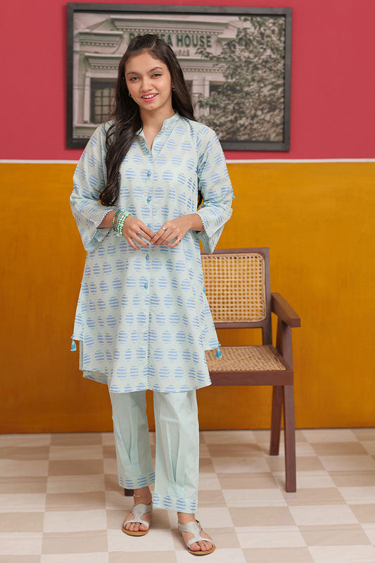 Picture of Senorita - GAC-02224 | Frozi & Blue | Casual 2 Piece Suit  | Cotton Yarn dyed - Available at Raja Sahib