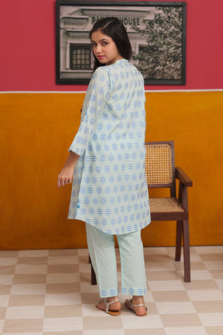 GAC-02224 | Frozi & Blue | Casual 2 Piece Suit  | Cotton Yarn dyed